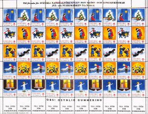 Sweden Poster stamps full sheet Hearth & Lungs TB Tuberculosis seals 1985