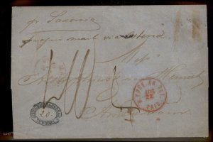 USA 1863 NY SS Saxonia Amsterdam Netherlands Transatlantic Stampless Cover 88270