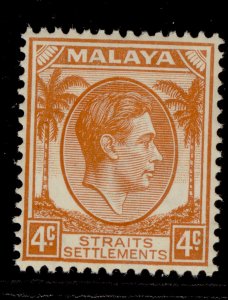 MALAYSIA - Straits Settlements GVI SG280, 4c orange, LH MINT. Cat £35.