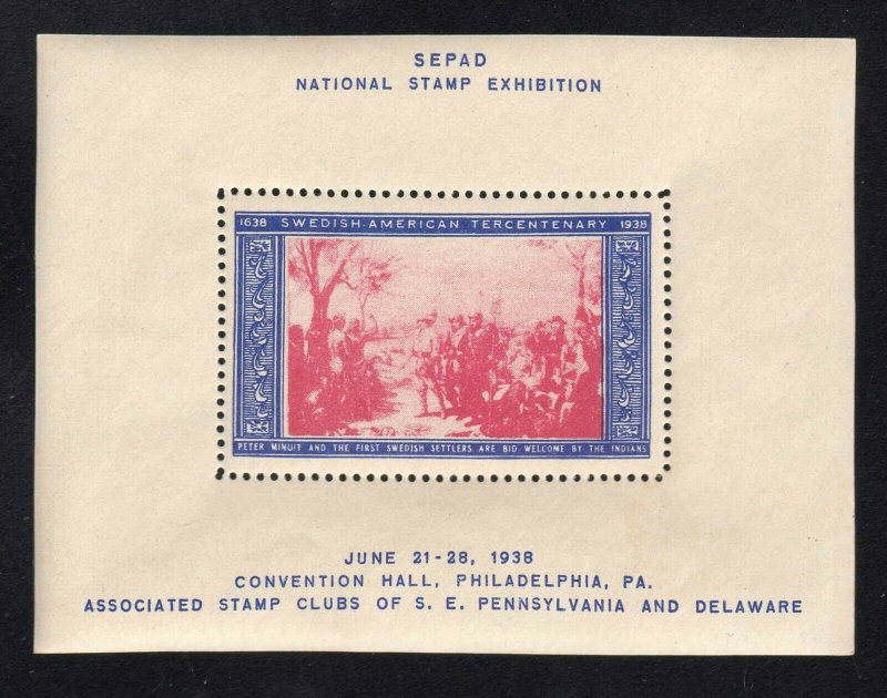 1938 SEPAD Swedish American Stamp Exhibition 4 Souvenir Sheets with Booklet 