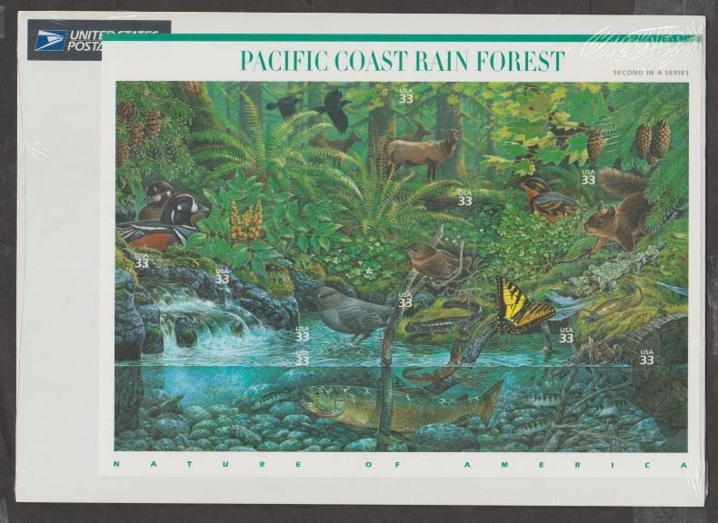 U.S. Scott #3378 Pacific Coast Rain Forest Stamps - IN PACKAGE - Mint NH Sheet