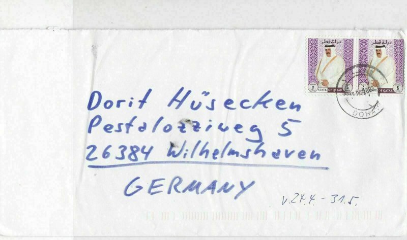 State of Qatar 2003 to Germany Doha Cancel  Stamps Cover Ref 29021