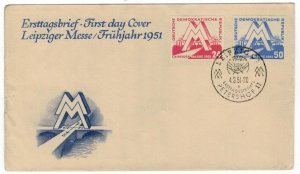 DDR East Germany 1951 FDC Scott 78-79 Leipzig Fair