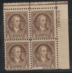 U.S. Scott #704 Washington Stamp - Mint NH Plate Block