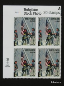 BOBPLATES #B2 2001 Heroes Upper Right Plate Block P3333 F-VF NH SCV=$3.75