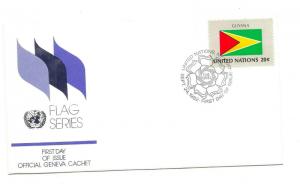 United Nations #387 Flag Series 1982, Guyana, Official Geneva Cachet, FDC