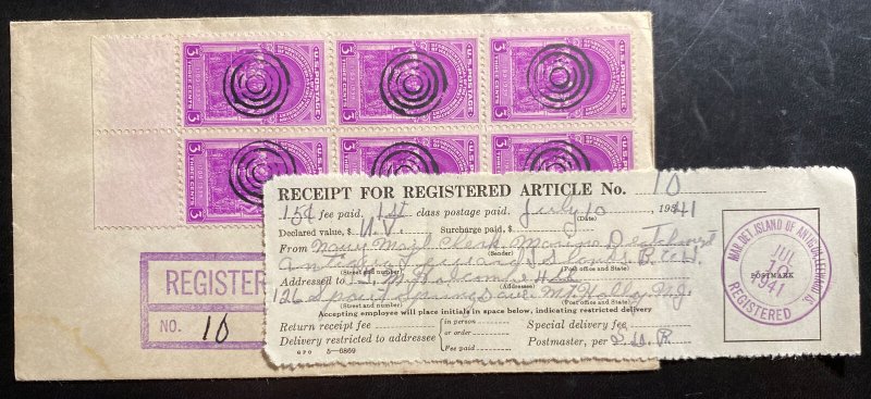 1941 Honolulu Hawaii Cover to My Holly NJ Usa With Receipt For Registered Art 10