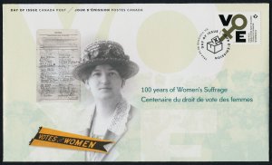 Canada 2901 on FDC - 100 Years of Women's Suffrage