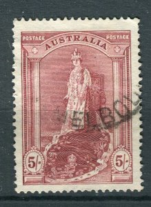 AUSTRALIA; 1953 early QEII issue fine used Shade of 5s. value