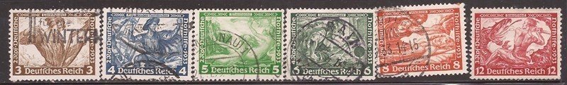 Germany - 1933 Wagner Operas - 6 Stamp Short Set - Used - Scott #B49-54