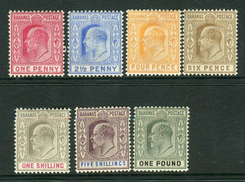 BAHAMAS-1902-7 A lightly mounted mint set to £1 Sg 62-70