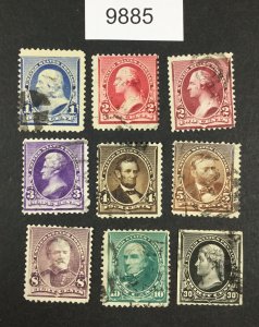 MOMEN: US STAMPS  #219/228 USED GROUP LOT #9885