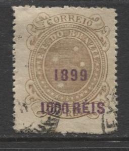 Brazil - Scott 157 - Overprint Issue -1899 - Used- Single 1000r on a 700r Stamp