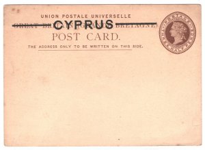 CYPRUS QV Postal Stationery Card GB Overprint 1½d {samwells-covers}MA825