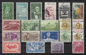 PCBstamps   US 1958 Commemoratives Year Set, #1100-1123, (21 var), used, (7)