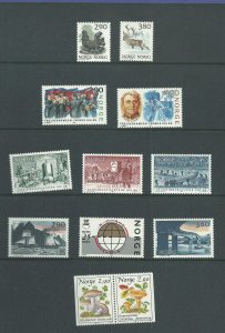 1988 Norway 16 Unused Never Hinged Stamps and 2 Souvenir Sheets