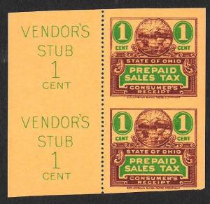 Ohio Printing error - part perf-  plain paper  