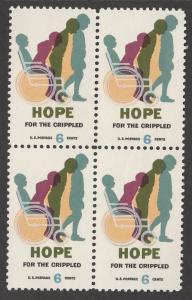 US 1385 Hope for the Crippled 6c block 4 MNH 1969