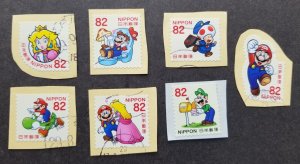 *FREE SHIP Japan Cartoon Super Mario 2017 Animation (stamp 7v) USED #6 *short