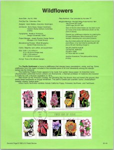 USPS SOUVENIR PAGE WILDFLOWERS (2) STRIPS OF (5) EACH 1992