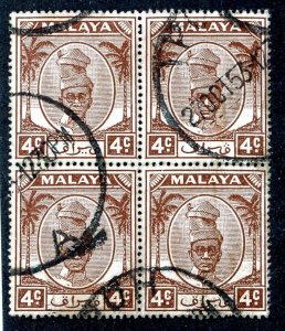 Malay States- Perak, Scott #108, Used, block of 4