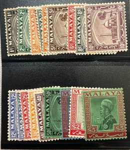 Malaya - Selangor 1935-1941 SC 45-59 Mint set