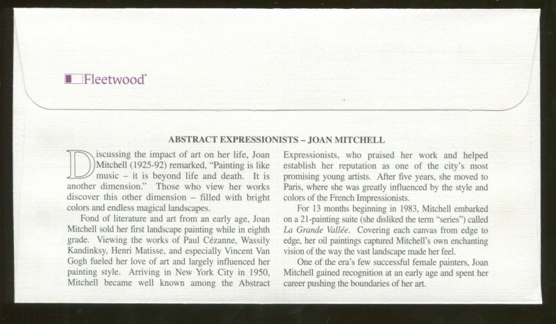 2010 Buffalo New York - Abstract Expressionists - Joan Mitchell - Fleetwood FDC
