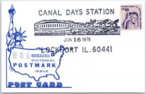 US POSTAL CARD SPECIAL EVENT POSTMARK CANAL DAYS STATION LOCKPORT ILLINOIS 1978