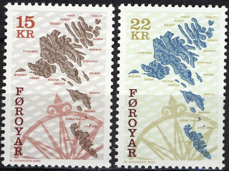 Faroe Islands 2000 #377-8 MNH. Maps