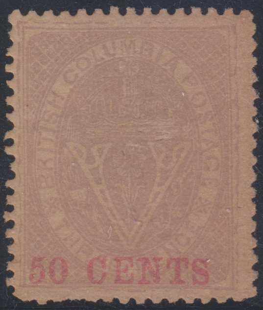 CANADA BRITISH COLUMBIA 1867-69 Sc 12 KEY VALUE FORGERY PERF 14 MLH (CV$875)