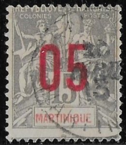 Martinique 5c on 15c gray issue of 1912, Scott 101 Used