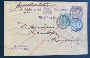 1893 Mockmuhl Germany Postal Stationery Postcard Cover To Roigheim