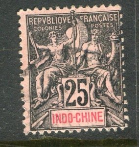 FRENCH INDO-CHINE; 1890s early classic Tablet issue used shade of 25c. value