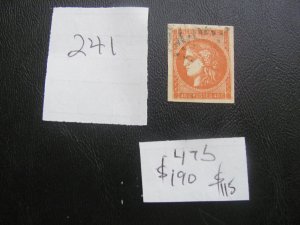 FRANCE 1871 USED SC 47b RED ORANGE SUPERB $190 (241) SEE DESCRIPTION