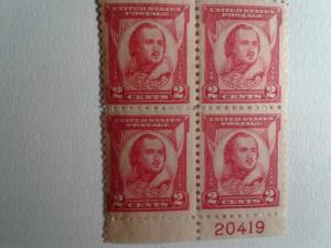 SCOTT # 690 PULASKI BLOCK OF 4 WITH PLATE NUMBER BEAUTIFUL GEM  !!  1931