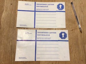 United Kingdom Two Vintage unused Registered envelopes  postal cover Ref 60220