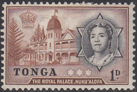 Tonga 1953 MH Sc #100 1p Royal Palace, Nukualofa