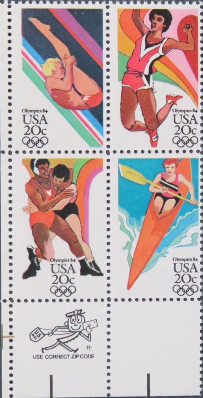 2082-85 20c Summer Olympics, Blk of 4