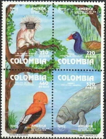 Colombia Stamp C861  - America Issue,   endangered species