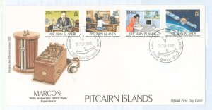 Pitcairn Islands 432-435 1995 Marconi 100 years of radio (set of four) on an unaddressed, cacheted first day cover.