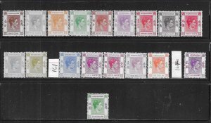 HONG KONG SCOTT #154-160/162-163B/164A/165A 1938-52 PARTIAL SET- MINT LH