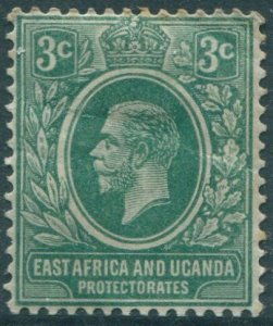 Kenya Uganda and Tanganyika 1912 SG45 3c green KGV crease MH (amd)