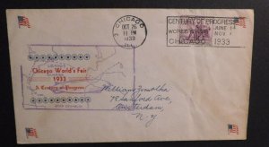 1933 USA Cover Zeppelin World Fair Chicago IL Amsterdam NY Century of Progress