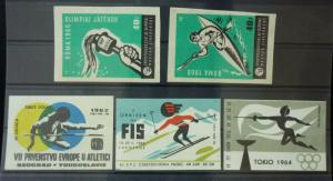 Match Box Labels ! sport olympic games roma 1960 torch skiing GN37