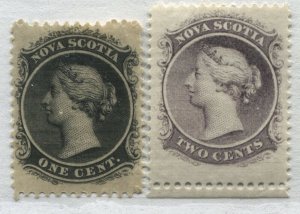 Nova Scotia 1860 1 cents and 2 cents mint o.g. hinged