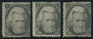 #73 2c 1861 BLACKJACK (3) MINT OG NH COPIES WITH FAULTS CV $3,900 AU558