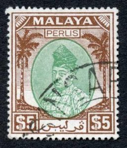 Perlis SG27 Five dollars Green and Brown Cat 140 Pounds 