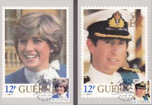 Guernsey 1981 Princess Diana Royal Wedding set (7) Maximum Cards VF