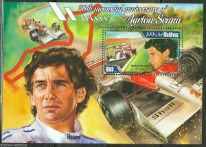 MALDIVE  ISLANDS 2014 20th MEMORIAL ANNIVERSARY OF AYRTON SENNA S/S  MINT NH