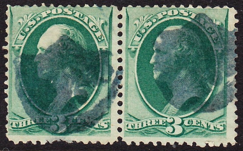 Scott 184, Used Pair, SHIELD Fancy Cancels, COLE YD-77, Some Faults